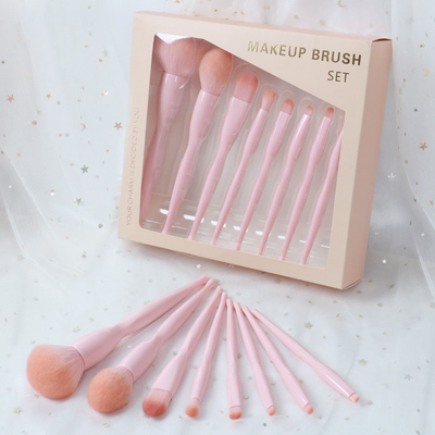Custom Private Label Makeup Brushes , Compact Powder Brush Pink Wooden Handle